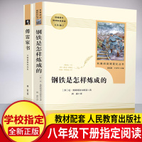 钢铁是怎样炼成的+傅雷家书(人民教育出版社)八年级下册初中生必读课外书文学名著 教育部推荐书目初二语文教材配套阅读书籍