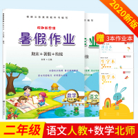 2020新版小学生暑假作业二年级下册语文数学书试卷同步全套北师大版2年级暑期假期语文数学作业天天练快乐假期二升三年级