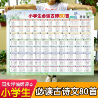 小学生古诗词80首挂图必背古诗拼音版80首古诗词背诵海报校园小学古诗词挂图墙贴布置咏鹅江上渔者绝句望庐山瀑布唐诗宋词儿童