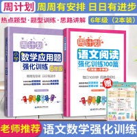 2020版周计划六年级小学数学应用题+语文阅读强化100篇2本小升初 6年级上册下册同步语文阅读理解训练数学思维逻辑辅导