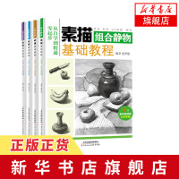 4册套 素描基础教程 石膏几何形体+人物头像+石膏头像+组合静物 素描零基础初自学入门教程材书籍 步骤解析范画临摹素描绘