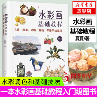 水彩画基础教程 花草蔬果动物静物风景手绘技法 一本水彩画基础教程入门级图书 水彩工具材料介绍 水彩调色和基础技法运用书