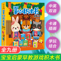 掌心积木书共9小册 宝宝学习 中英双语亲子互动 幼儿识字书 早教书 识字0-3-6岁 儿童启蒙专注力玩具游戏书 官方正版