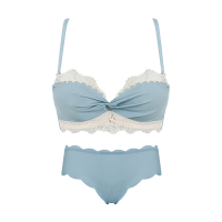 无肩带文胸罩套装聚拢防滑小胸无钢圈调整型内衣薄款性感女生夏季