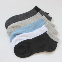 5双男士春夏季纯棉短袜 春秋款加厚防臭黑色白色四季全棉低帮袜子