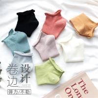 糖果色袜子夏天薄款纯棉女彩色中筒袜ins潮薄棉网眼透气纯色短袜