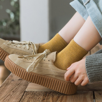 中筒袜ins潮韩国日系夏天纯色黑色纯棉韩版薄款春夏季短袜
