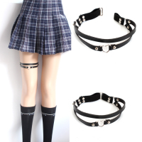 腿环女大腿环日系绑带吊袜可调节短裤带朋克喑黑风弹性腿圈饰品
