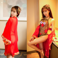 性感贵妃新娘装肚兜睡衣网纱大码女红色蕾丝制服内衣套装诱惑家居