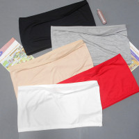 一片式无肩带莫代尔抹胸薄款无痕防走光裹胸夏季打底聚拢内衣白色