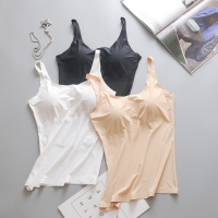 吊带背心式文胸内搭长款夏季外穿带胸垫抹胸冰丝打底无痕内衣女薄