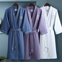 新品五星级酒店浴袍女夏季长薄款浴衣纯棉吸水速干男士睡袍情侣款