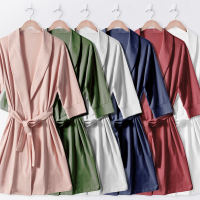 浴袍女夏薄款纯棉高档睡袍长款睡衣女酒店美容院大码吸水速干浴袍