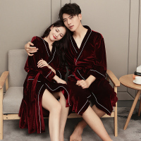 春秋季情侣睡袍女金丝绒冰丝一对浴袍春季男士薄款珊瑚绒睡衣春天