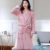 法兰绒加厚浴袍女秋冬情侣睡袍珊瑚绒浴衣加绒家居服毛绒睡衣睡裙