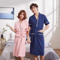2019睡衣浴衣睡袍夏季浴袍女夏天棉的薄款男士中长款学生大码情。