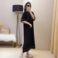 莫代尔睡裙女夏长款2020年新款薄款性感睡衣孕妇大码家居服带胸垫