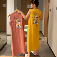 睡裙女夏季纯棉无袖背心薄款韩版长款过膝全棉睡衣宽松孕妇家居服