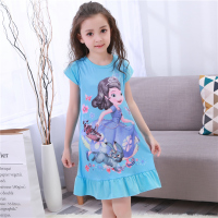 夏季纯棉短袖睡衣可爱卡通小女孩睡裙中大童吊带公主连衣裙家居服