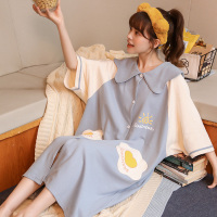 韩版可爱睡裙女夏季纯棉短袖薄款睡衣夏天甜美清新宽松睡袍女春秋