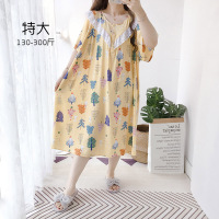 特大码花边纽扣超薄人棉绵绸睡裙胖mm夏短袖连衣裙宽松孕妇200斤