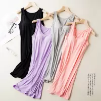 莫代尔带胸垫睡衣女夏季一体式薄款无袖睡裙外穿家居服吊带背心裙