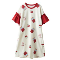 睡裙女夏季薄款 纯棉 短袖全棉宽松夏天连衣裙春秋大码睡衣很仙的