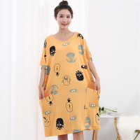 睡裙女夏季纯棉莫代尔孕妇卡通睡裙加肥加大码宽松胖mm睡衣家居服