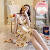 吊带睡裙女夏季纯棉性感带胸垫夏天睡衣大码宽松薄款可爱连衣裙子