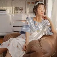 睡裙女夏短袖纯棉甜美可爱公主风学生睡衣夏大码宽松孕妇全棉睡裙