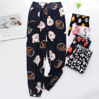 棉绸收口长裤人造棉睡裤女夏外穿家居裤绵绸宽松大码小雏菊防蚊裤