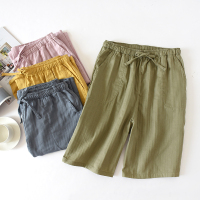 2020新男纯棉纯色短裤女夏季情侣棉纱休闲家居裤睡裤可外穿沙滩裤
