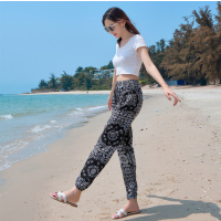 情侣大码纯棉绸男女士人造棉防蚊灯笼裤度假薄款家居睡长裤外穿夏