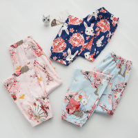 春秋季睡裤女士纯棉针织宽松薄款防蚊裤灯笼收口长裤家居裤可外穿