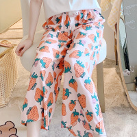 棉绸睡裤女夏季薄款日系卡通印花防蚊裤人造棉绵绸可外穿裤子春秋