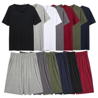 男士睡裤家居裤莫代尔宽松加大码加肥休闲外出散步薄款短裤五分裤