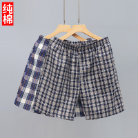 男士睡裤短裤纯棉家居裤夏季沙滩裤宽松格子睡衣居家中裤头五分裤