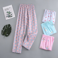 女式纯棉布睡裤长裤家居裤春秋薄款梭织棉宽松大码休闲月子起居裤