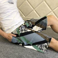 夏季超薄男士男款棉绸大裤衩绵绸沙滩裤家居裤人造棉纯棉短裤睡裤