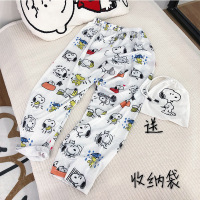 日系史努比空调单条睡裤女夏天长裤冰丝薄款外穿卡通小飞象家居裤