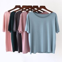 大码面膜睡衣家居服女夏薄款莫代尔舒适胖mm宽松显瘦圆领纯色半袖