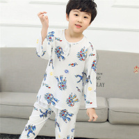 夏天儿童睡衣宝宝男童女孩薄款棉绸长袖套装小孩子绵绸空调家居服