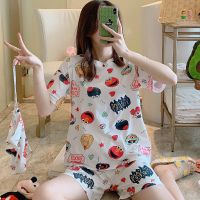 夏季睡衣女士短袖短裤布袋睡衣套装韩版可爱卡通宽松休闲家居服
