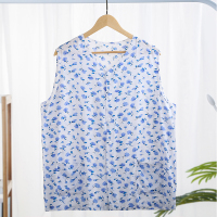 纯棉中老年开衫背心女士夏季薄款全棉双兜无袖袖奶奶大码汗衫女