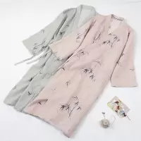 沐乐社 春夏男女纯棉睡衣长款浴衣全棉日式家居服 和服睡袍中国风