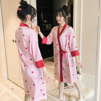 睡衣女睡裙春秋季薄款冰丝短袖甜美可爱家居服日式和服春秋睡袍夏