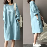 睡裙女夏装孕妇家居服加大连衣裙宽松中长薄款春秋纯棉睡衣可外穿