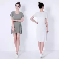 夏季家居服薄款睡衣女短裙睡裙莫代尔长裙纯色性感打底裙连衣裙