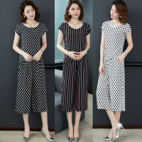 棉绸睡衣女人造棉套装时尚外穿夏季宽松短袖两件套妈妈家居服大码