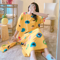 睡裙女夏季纯棉短袖韩版学生睡衣宽松大码全棉家居服长款过膝长裙